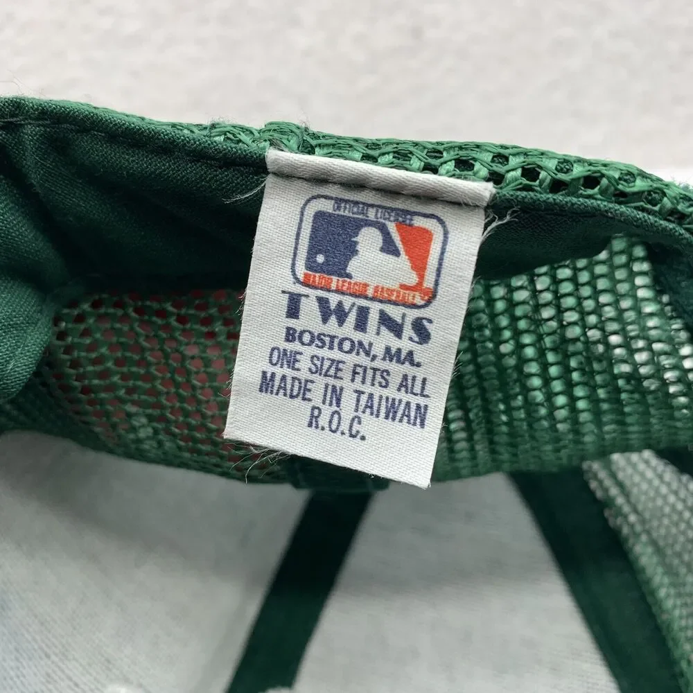 VTG Twins Oakland Athletics Trucker Hat Mens Snapback Green Yellow A's Logo MLB‎ - Picture 8 of 8